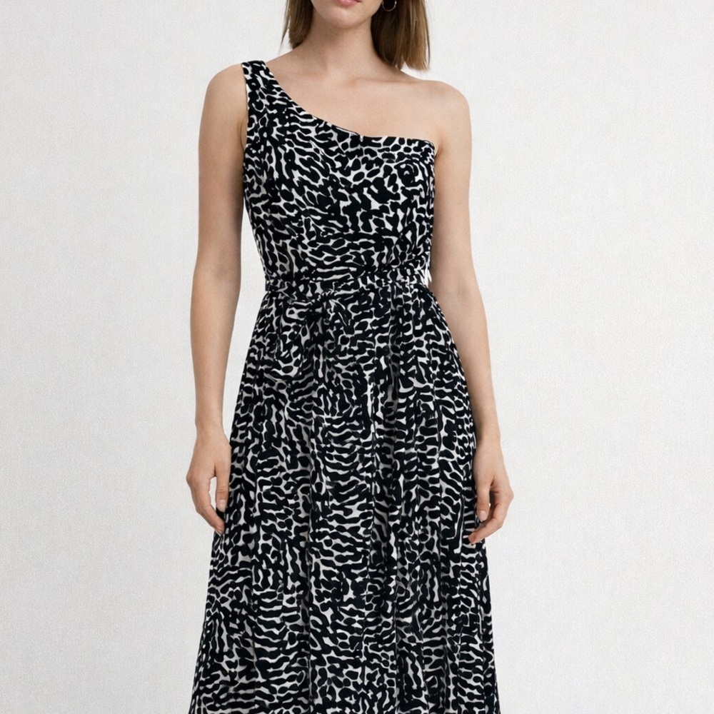 Tahari ASL One Shoulder Midi Dress Size 4